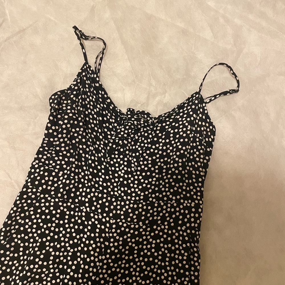Express polka dot jumpsuit black and white
